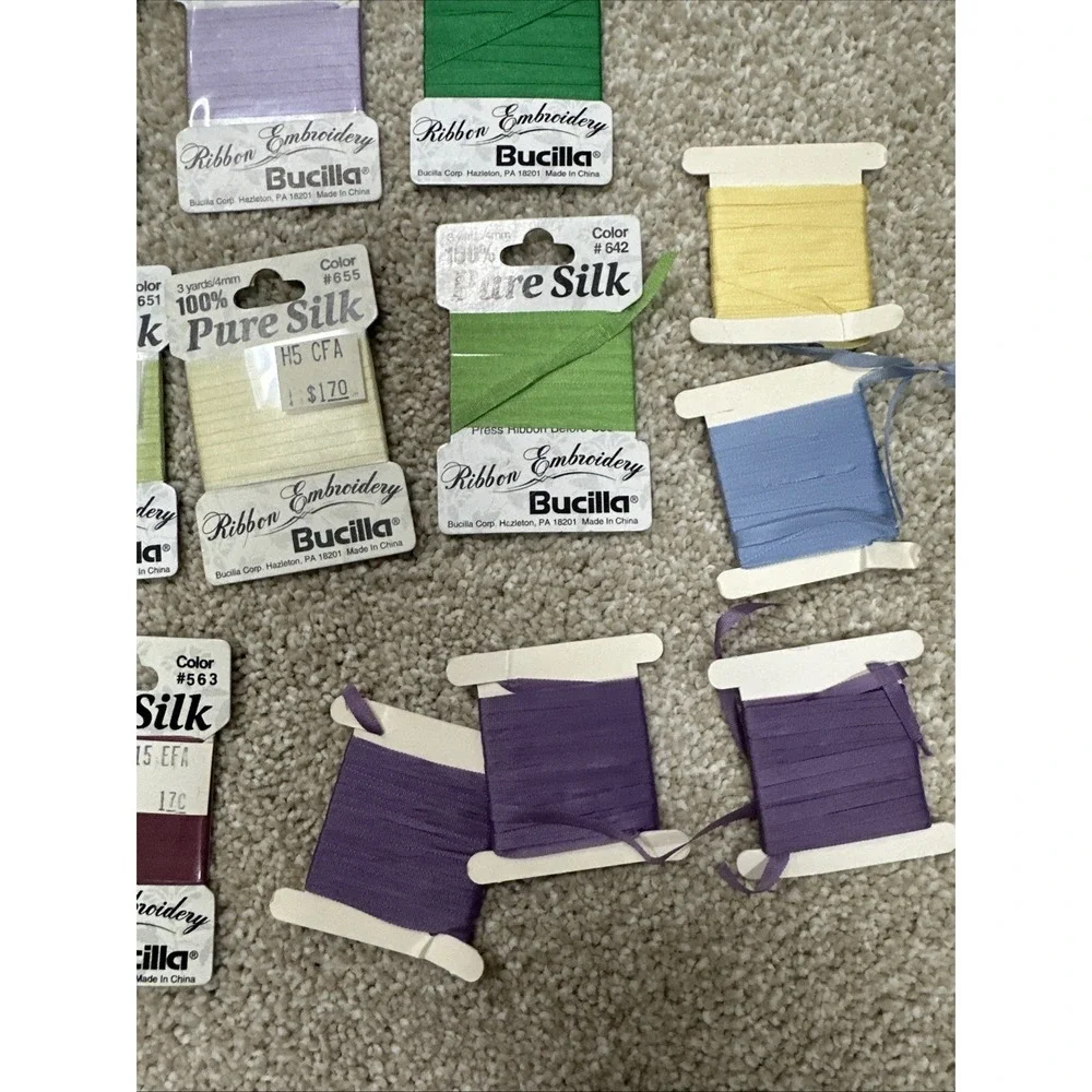 Vintage bucilla Lot Of 10 New And 9 Used pure silk ribbon embroidery